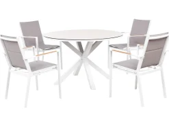 Set da pranzo da giardino 4 posti MALETTO/BUSSETO Metallo Grigio