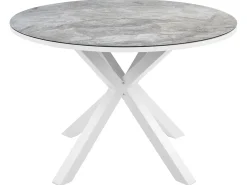 Set da pranzo da giardino 4 posti MALETTO/BUSSETO Metallo Effetto marmo Bianco