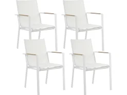 Set da pranzo da giardino 4 posti MALETTO/BUSSETO Metallo Effetto marmo Bianco