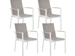Set da pranzo da giardino 4 posti MALETTO/BUSSETO Metallo Effetto marmo Grigio