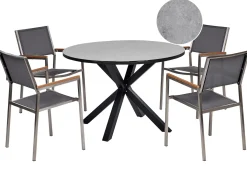 Set da pranzo da giardino 4 posti MALETTO/GROSSETO Metallo Effetto marmo Grigio