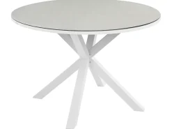 Set da pranzo da giardino 4 posti MALETTO/GROSSETO Metallo Effetto marmo Bianco/Beige