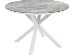 Set da pranzo da giardino 4 posti MALETTO/GROSSETO Metallo Effetto marmo Grigio/Bianco