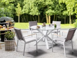 Set da pranzo da giardino 4 posti MALETTO/BUSSETO Metallo Bianco
