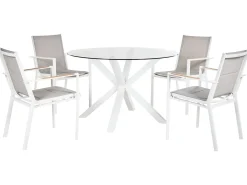 Set da pranzo da giardino 4 posti MALETTO/BUSSETO Metallo Bianco