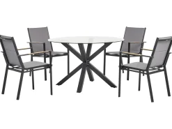 Set da pranzo da giardino 4 posti MALETTO/BUSSETO Vetro Nero