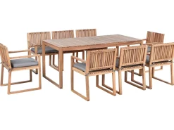 Set da pranzo da giardino 8 posti SASSARI PREMIUM con cuscini Legno di acacia certificato Grigio melange