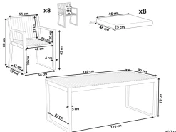 Set da pranzo da giardino 8 posti SASSARI PREMIUM Legno di acacia certificato Blu