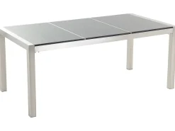 Set da pranzo da giardino 6 posti GROSSETO Piastra tripla Granito Lucido Grigio/Nero