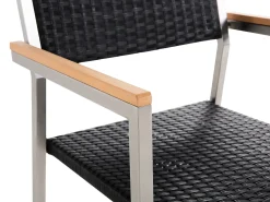 Set da pranzo da giardino 6 posti GROSSETO Piastra tripla Granito Lucido Grigio/Nero