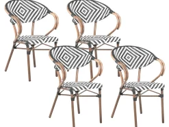 Set da pranzo da giardino 4 posti CASPRI Rattan sintetico (PE) Nero/Bianco