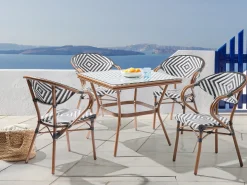 Set da pranzo da giardino 4 posti CASPRI Rattan sintetico (PE) Nero/Bianco