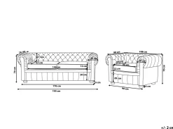Set da salotto 4 posti CHESTERFIELD Pelle naturale Beige chiaro