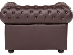 Set da salotto 4 posti CHESTERFIELD Pelle naturale Marrone