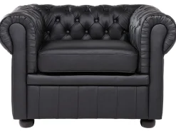 Set da salotto 4 posti CHESTERFIELD Pelle naturale Nero