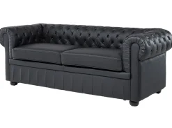 Set da salotto 4 posti CHESTERFIELD Pelle naturale Nero