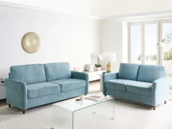 Set da salotto 5 posti MARE Tessuto Blu con contenitore