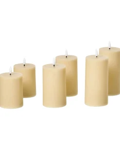 Set di 6 candele LED BRAISE 10/13/15 cm Beige