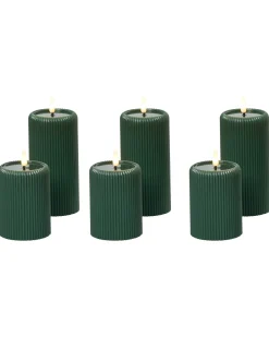 Set di 6 candele LED NOISETTE 10/16 cm Verde