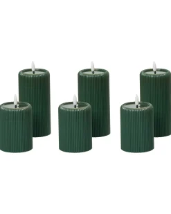 Set di 6 candele LED NOISETTE 10/16 cm Verde