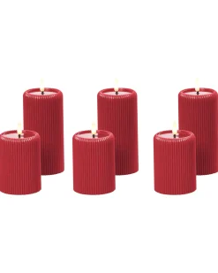 Set di 6 candele LED NOISETTE 10/16 cm Rosso