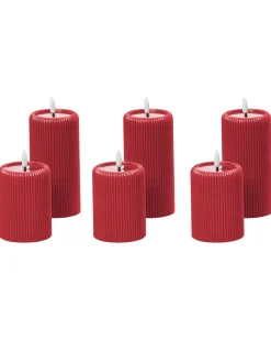 Set di 6 candele LED NOISETTE 10/16 cm Rosso