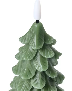 Set di 3 candele LED VELOURA Albero di Natale 16 cm Verde