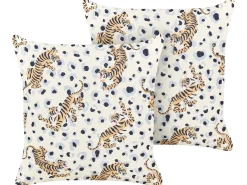 Set di 2 cuscini da esterno ARENZANO Trama animale 45 x 45 cm Beige