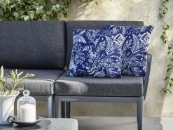 Set di 2 cuscini da esterno GLIMMER Trama di piante 45 x 45 cm Blu