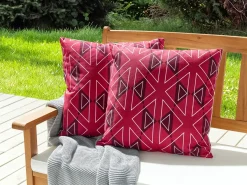 Set di 2 cuscini da esterno MEZZANO Trama geometrica 45 x 45 cm Rosa