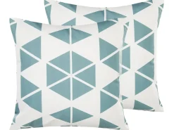 Set di 2 cuscini da esterno RIGOSA Trama geometrica 45 x 45 cm Azzurro