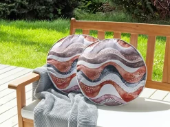 Set di 2 cuscini da esterno SEBORGA Trama astratta 40 x 40 cm Marrone