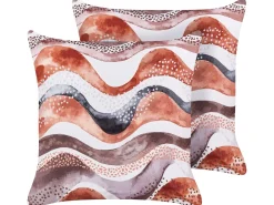 Set di 2 cuscini da esterno SEBORGA Trama astratta 45 x 45 cm Marrone