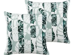Set di 2 cuscini da esterno TERMINI Trama di piante 45 x 45 cm Verde