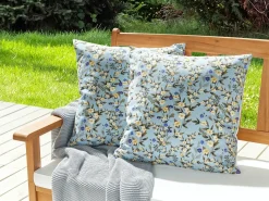 Set di 2 cuscini da esterno VALLORIA Trama floreale 45 x 45 cm Blu