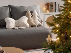 Set di 3 cuscini decorativi WINTERLAND Bouclé 30 x 35 cm 45 x 25 cm Beige chiaro Modello natalizio