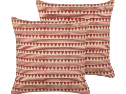 Set di 2 cuscini DEGLUPTA Cotone 45 x 45 cm Rosso Trama Chevron