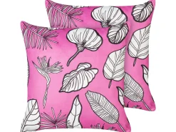Set di 2 cuscini MALVA Velluto 45 x 45 cm Rosa Trama floreale