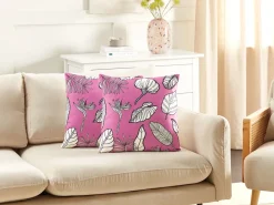 Set di 2 cuscini MALVA Velluto 45 x 45 cm Rosa Trama floreale
