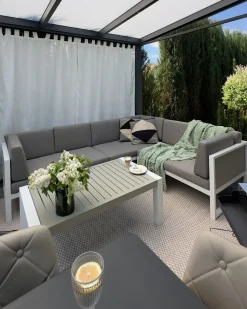 Set di divani angolari da giardino 6 posti CASTELLA Lato Sinistro Metallo Grigio