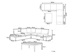 Set di divani angolari da giardino 5 posti POSITANO Grigio