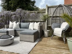 Set di divani angolari da giardino 5 posti SABBIA Lato destro Modulare Rattan sintetico (PE) Grigio chiaro