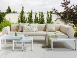 Set di divani angolari da giardino 5 posti RASIGLIA Lato Sinistro Metallo Beige