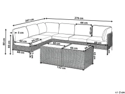 Set di divani angolari da giardino 6 posti OMEGANA Modulare Rattan sintetico (PE) Beige chiaro