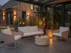 Set di divani da giardino 4 posti PONTE Metallo Beige chiaro
