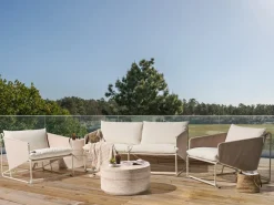 Set di divani da giardino 4 posti PONTE Metallo Beige chiaro