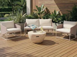 Set di divani da giardino 4 posti PONTE Metallo Beige chiaro