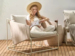 Set di divani da giardino 4 posti PONTE Metallo Beige chiaro