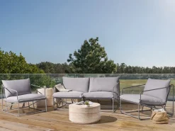 Set di divani da giardino 4 posti PONTE Metallo Grigio