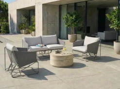 Set di divani da giardino 4 posti PONTE Metallo Grigio